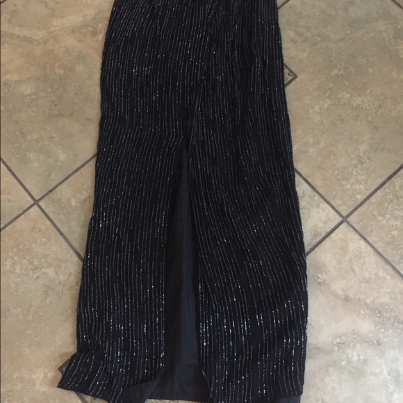 Beaded floor length ball gown black halter top - Picture 6 of 7